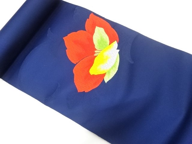 JAPANESE KIMONO / ANTIQUE FLORAL PATTERN WOVEN NAGOYA OBI FABRIC BOLT